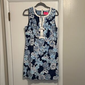 Lilly Pulitzer Floral Sleeveless Dress - Blue and White
